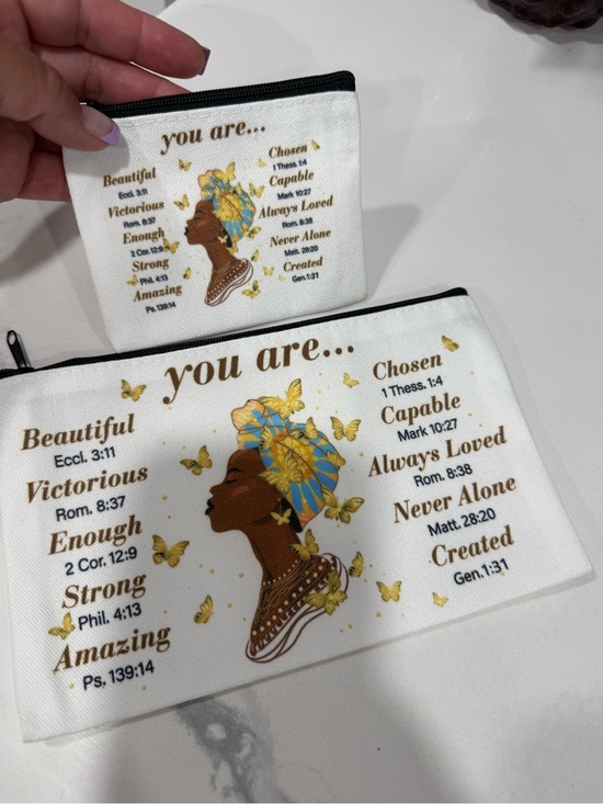 Handbags - Cosmetic Pouch Set with inspirational words. New